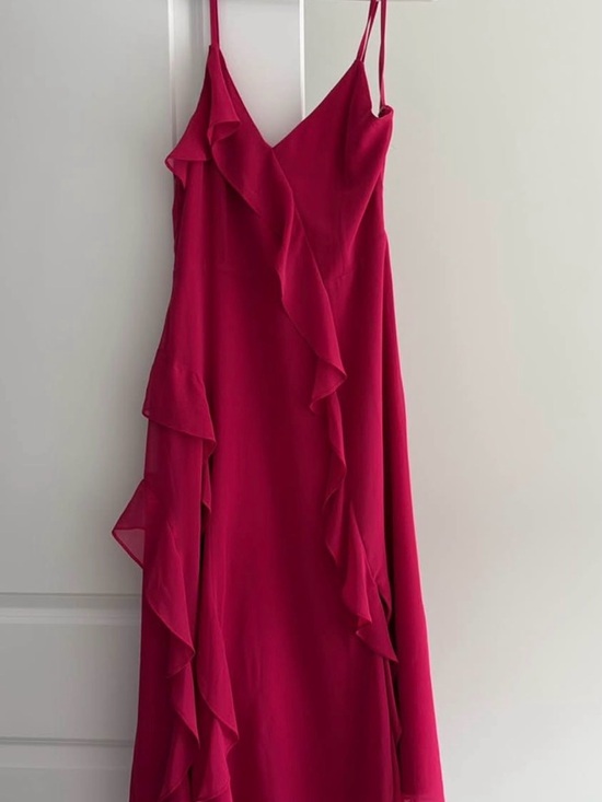 RW&CO. Dresses & Skirts - RW&CO. Hot Pink Ruffle Slip Midi Dress